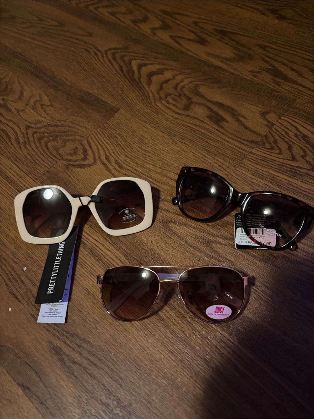 PrettyLittleThing Cream Square Sunglasses with Brown Lenses